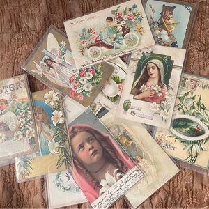 Ephemera Vintage Floral Easter Postcard Lot - Illustrated From The Early 1900’s.